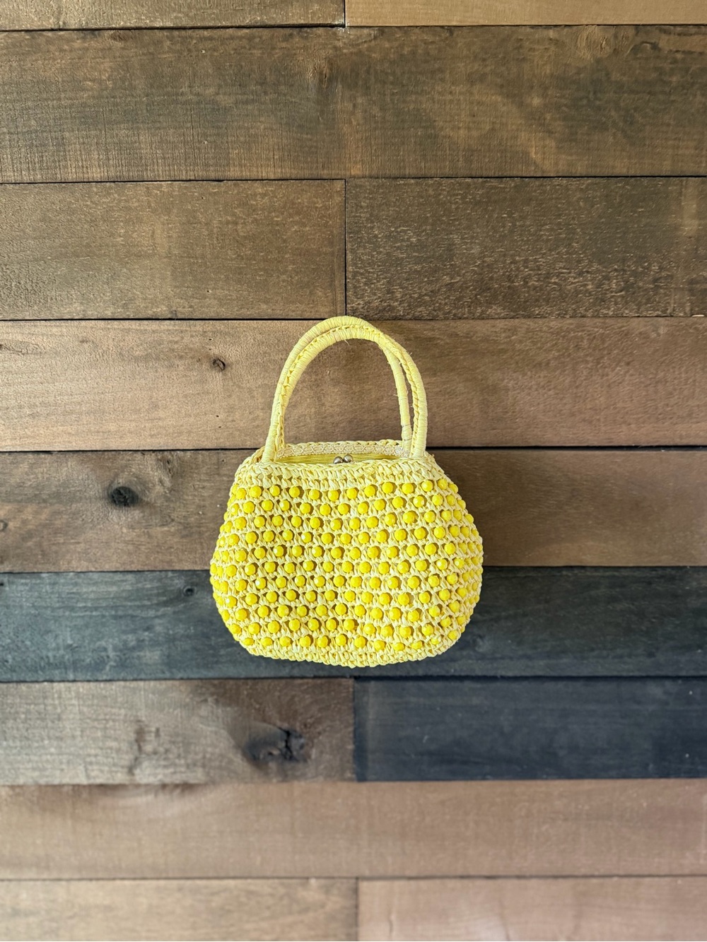 Vintage Yellow Beaded Raffia Handbag Made In Italy Barbra Lee Purse - Picture 4 of 11